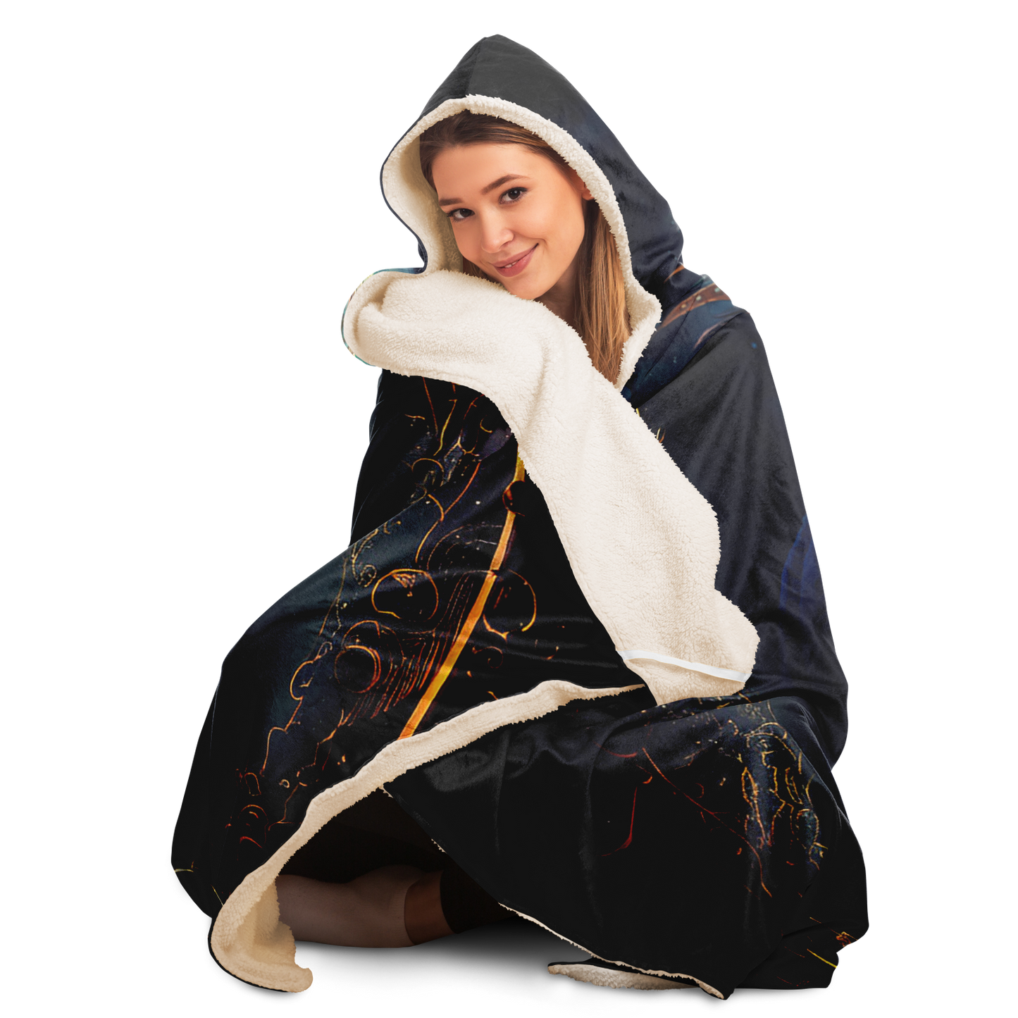 Quetzalcoatl Hooded Sherpa Blanket