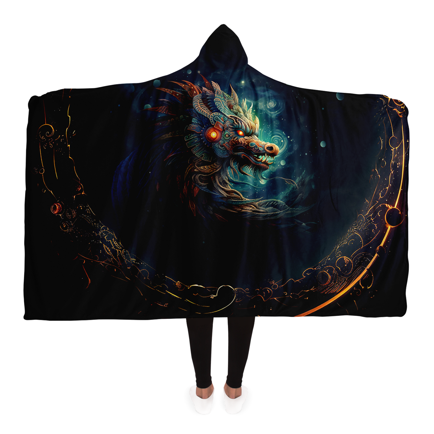 Quetzalcoatl Hooded Sherpa Blanket